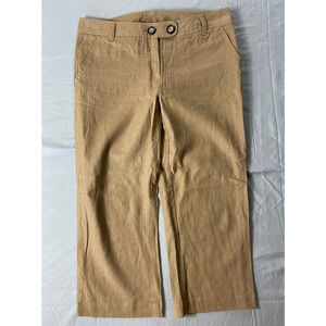 BCBG Maxazria Crop Linen Blend Canvas Chino Pants. Beige, Size 4. EUC!!